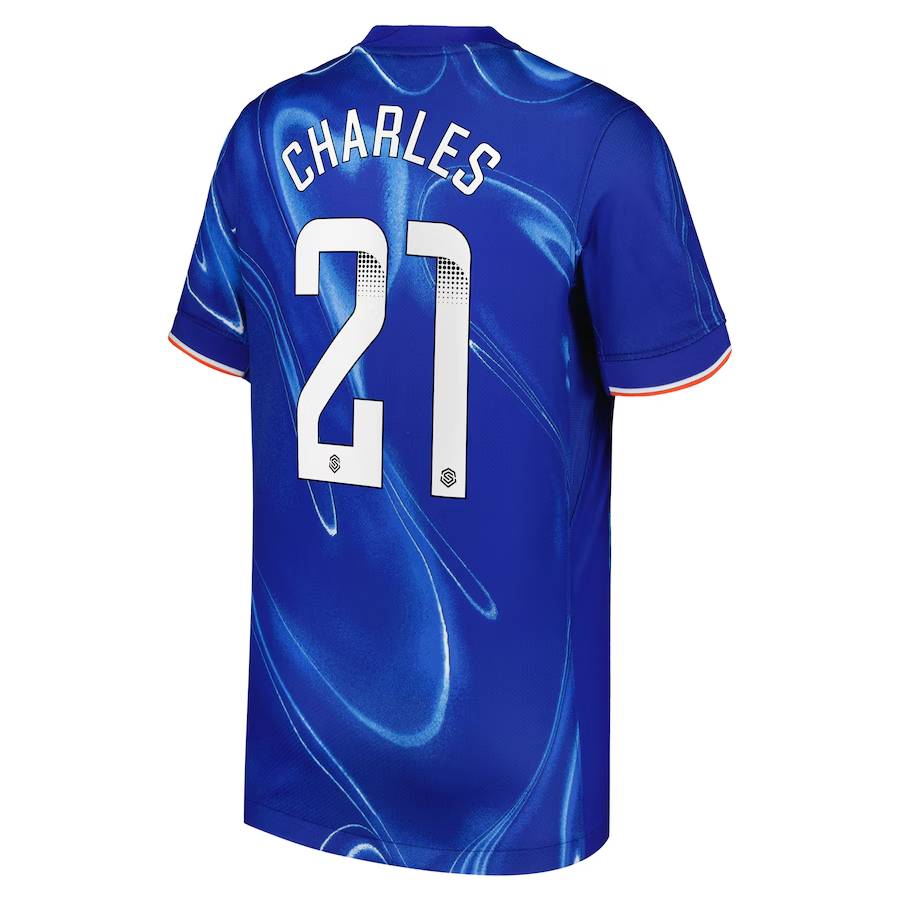 Chelsea FC chelsea wsl nike home stadium shirt 2024-25 – kids with charles 21 printing Jerseys - Official Football Shirts UK